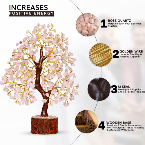 Árbol Cuarzo Rosa, Árbol Cristal Árbol Chakras Energía Árbol 2