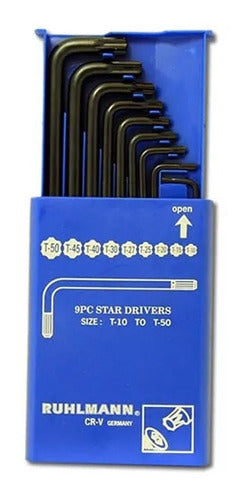 Juego Llaves Torx 9 Piezas Tipo L Caja Azul Ruhlmann Ru30600 0