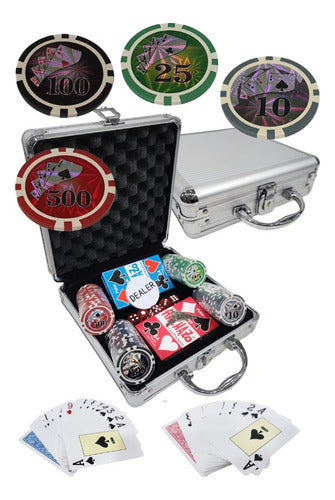 Emax Juego Poker 100 Fichas 11gr con Holograma Maletin Alumin 0