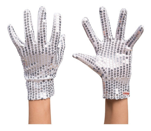 Party Store Guantes Blancos Lentejuelas Plateadas Disfraz X Unidad - Cc 0