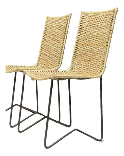 Handcrafted Wicker-Coated Iron Chair 0