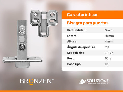 Bronzen 35mm Soft Close Hinge 0 Degree Stainless Steel X 6 Units 3