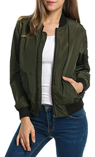 Zeagoo Women Classic Solid Biker Jacket Zip Up Bomber Jacket 0