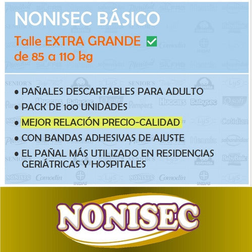 100 Disposable Adult Diapers Nonisec Basic Extra Large 1