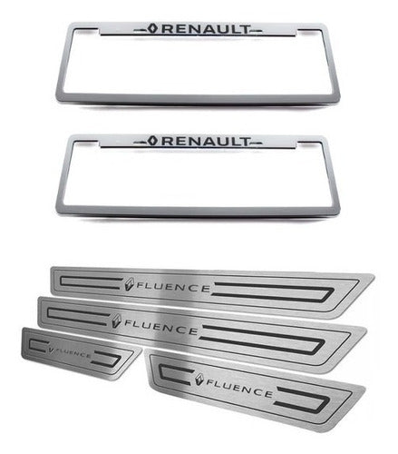 SSP Stainless Steel Door Sill Protectors for Renault Fluence + License Plate Cover 0