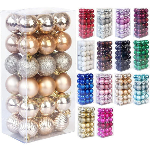 Loaengeo 36 Christmas Balls for Tree Decoration Champagne 6 Designs 4cm 0