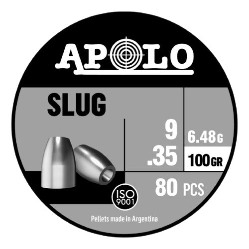 Balines Apolo Slug Lata C.9mm X 80 Unidades 100 Grains   6.4 0