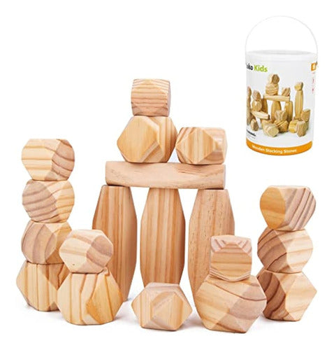 Pidoko Kids Jumbo 30 Pcs Bloques De Madera Para Niños Pequeñ 0