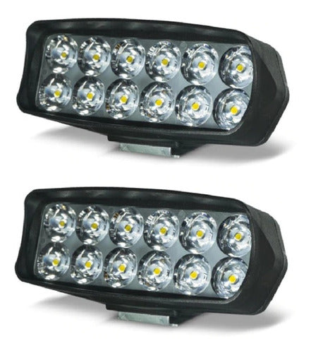 Extra Bright 12-LED Auxiliary Motorcycle and ATV Light Set - 18W 1800lm x 2 - Faro Auxiliar 12 Led Moto Cuatriciclo Luz 18W 1800Lm X 2