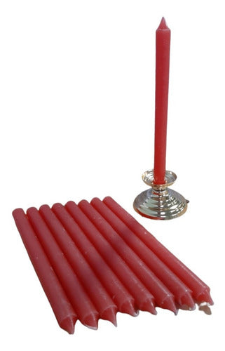 Set of 10 Red Long Candles 0