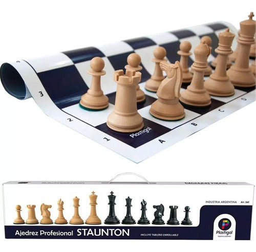 Plastigal Professional Staunton Chess Set with Vinyl Board 3