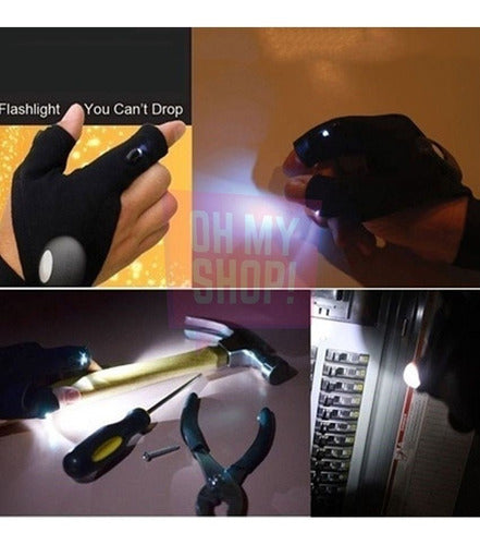 LED Gloves with Built-in Flashlight Set of 2 Electrician Fishing Precision Light 2