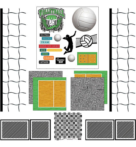 Scrapbook Customs Kit De Álbum De Recortes Con Temática De Aduanas, Papel Deportivo De Voleibol 0