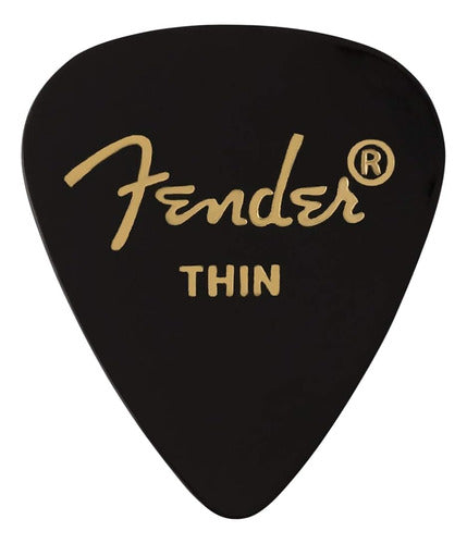 Fender Classic Celluloid Guitar Picks 351 Shape, Black, Thin 0