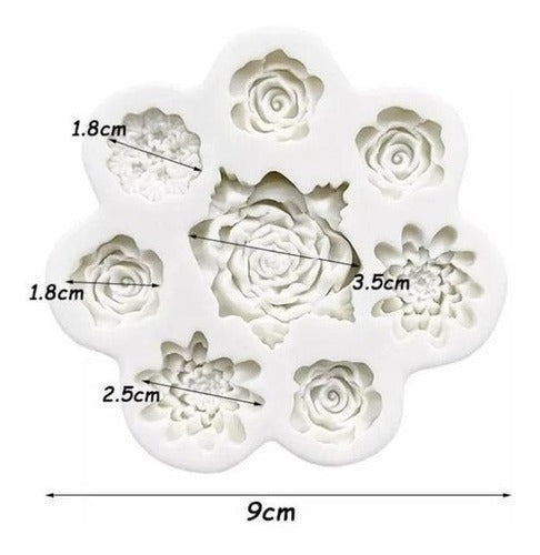 Silicone Mold 8 Flowers and Roses for Fondant and Porcelain 1