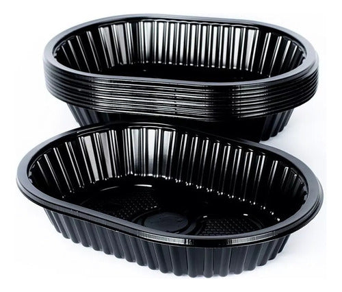 Market Paper Disposable Plastic Tray 105 PET Black 23x17.5x4.6 X100 0