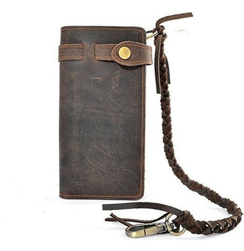 RS Billetera Para Hombre De Cuero Largo Estilo Vintage Con B 0