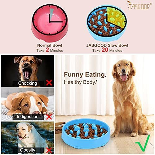 Jasgood Slow Dog Bowl for Large Dogs, Fun Feeder, Anti-Gulping Slow Feeder Stop Bloat, Slow Eating Big Pet Bowl 1