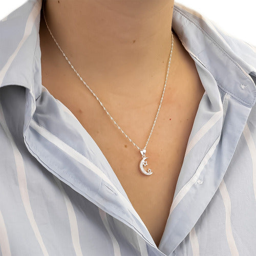 Bermond Women's Necklace with Moon and Stars Pendant in 925 Silver 1