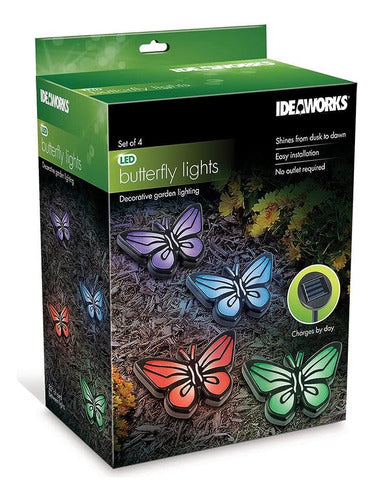 IdeaWorks Butterfly Lights - Sets of 4 Solar Powered - Automatically Lights Up 0