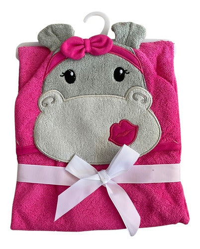 Baby Hooded Towel Featuring Embroidered Animals - 0-2 Years - 100% Cotton 0