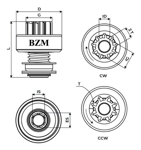 Bendix Impulsor Partida Massey Ferguson Mf 400 50x 55x 65r 1