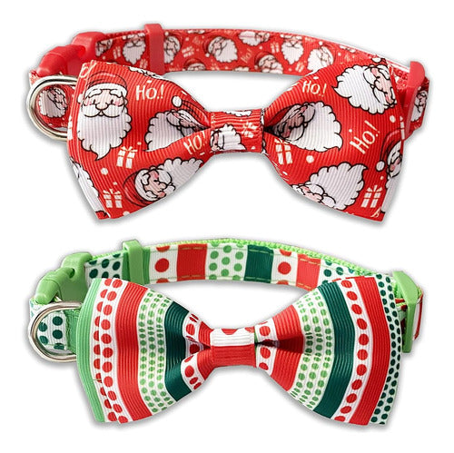 Cranberry Collar De Navidad Para Perros Con Pajarita, Paquete De 2 0