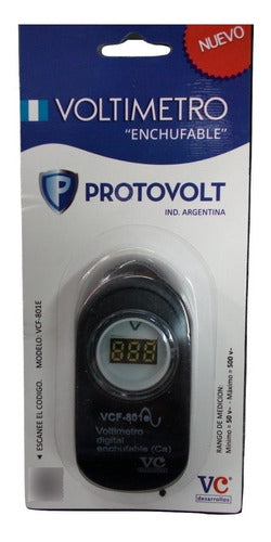 Voltimetro Digital Led 220v Enchufable Ca Negro Protovolt 2