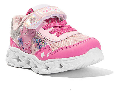 Footy Peppa Pig Glitter Fuchsia Silver Sneakers for Girls 1