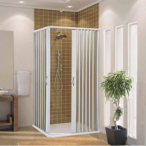 BCF Folding L-Shaped Translucent PVC Shower Screen 1.15 x 1.60 White 0