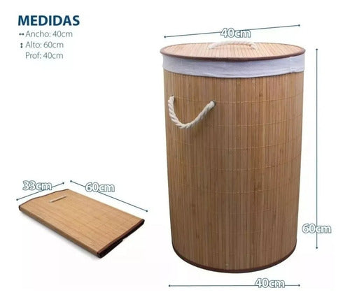 Cesto Para Ropa Plegable Bambu Organizador Tapa Eco Friendly 5