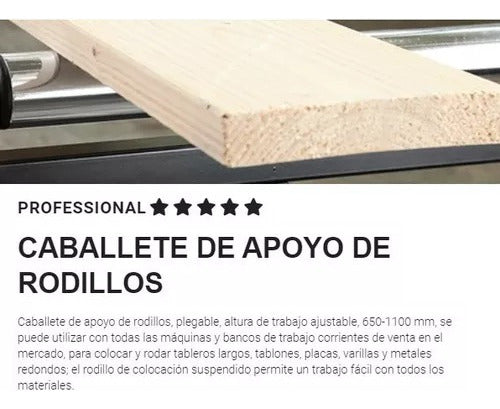 Caballete De Apoyo De Rodillos Plegable 650 - 1100 Mm Kwb 6