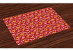 Lunarable Set of 4 Brown Vermilion Candy Cane Individual Placemats 0