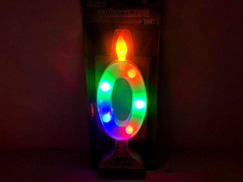 Party Twinkling Multicolor LED Number Candle with Batteries Included 0