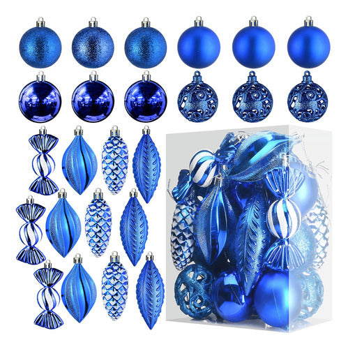 Prextex Christmas Ornaments for Holiday Decoration, Blue, 24 Pieces 0