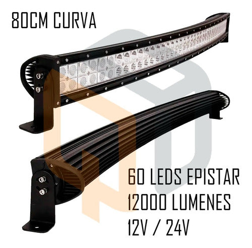 Faro Barra Curva Auxiliar 60 Leds 80cm 180w 4x4 Con Soporte 1