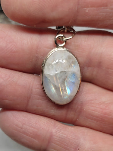 Moonstone Pendant with Surgical Steel Chain 7