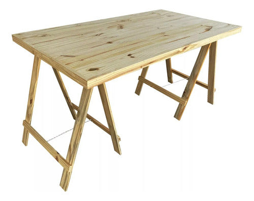 Ohventas Solid Wood Table with Folding Support Legs - 1.00m 0