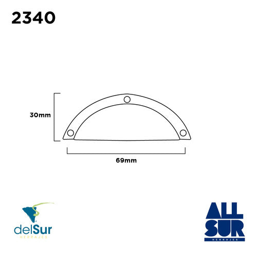 Del Sur Manija Tirador Cubeta Rosario Negro Cajon Mueble Cocina X 4 2