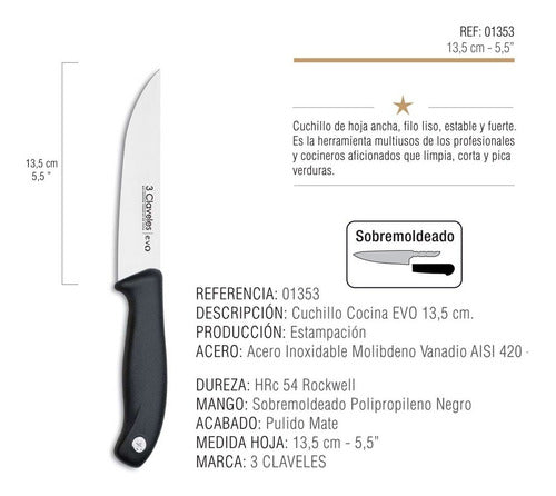 3 Claveles Set 5 Professional Chef Kitchen Knives Evo 2