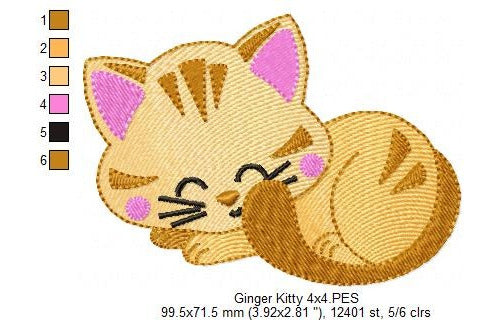 Embroidery Machine Animal Cat Kitten Orange Matrix 741 1