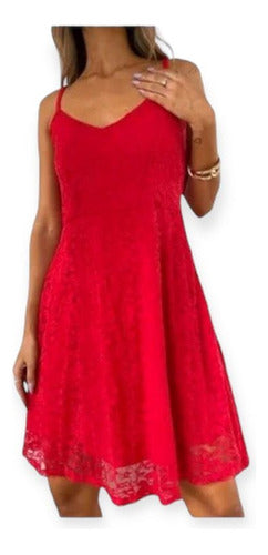 Short Lace Party Dress Sleeveless Evase Colors 2