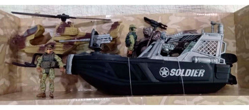 Ditoys Elite Force Boat + Helicopter + Motorcycle + 2 Soldiers 2