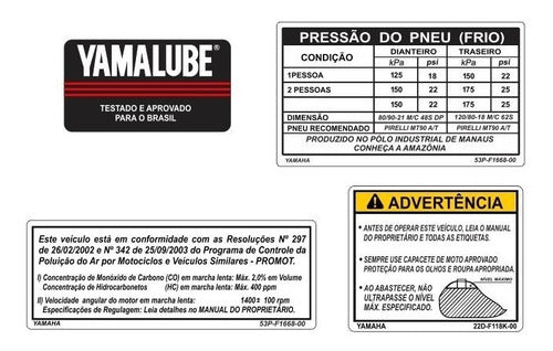 Adesivos  Advertência Precaução Yamaha Xj6  2010 0