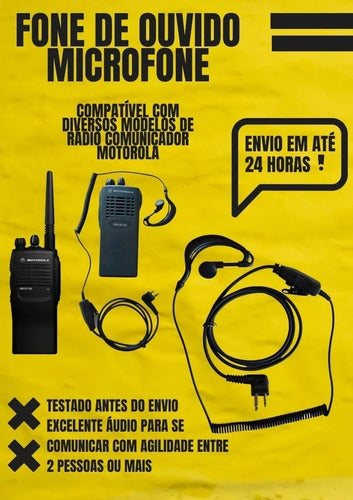 Fone Ouvido Microfone Rádio Ht Comunicador Motorola Dep450 6