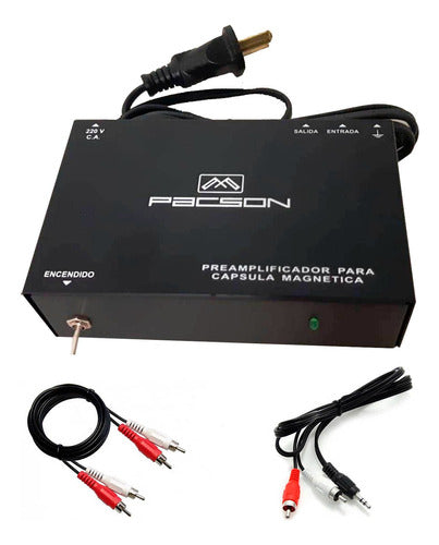 Preamplificador Bandeja Tocadiscos + 2 Cables 2rca Y 3,5 0