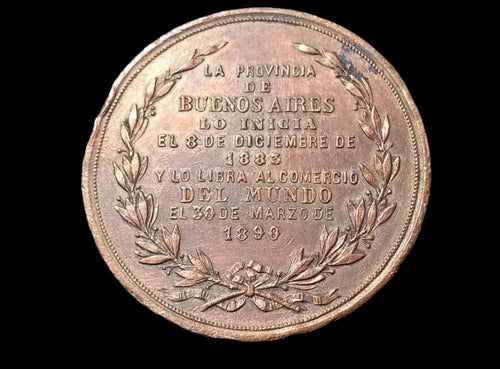 Medalla Inauguración Del Puerto La Plata Año 1890 Cobre- 695 1