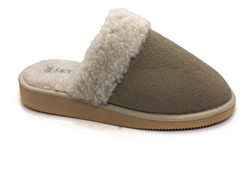 Sky Blue Women's Winter Sheepskin Slipper Skyblue Size 35 to 40 Model 9005 0