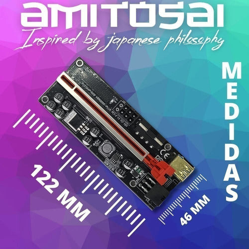 Amitosai Riser Minería Ver 009c Plus PCIe 1x to 16x Express USB 3.0 LE2 6