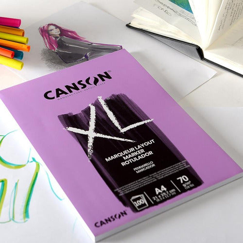 Bloco Papel Canson Xl Marker A4 70g 100fls Para Marcador 1